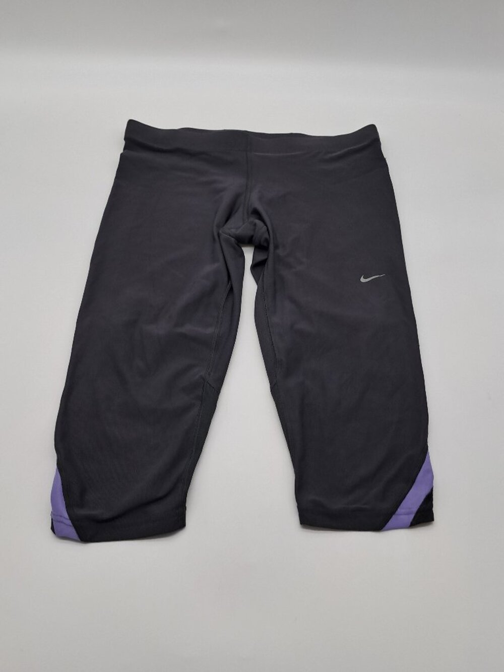 Nike Dri-Fit Running Grey Purple Capri Leggings Active Sport Workout Gym